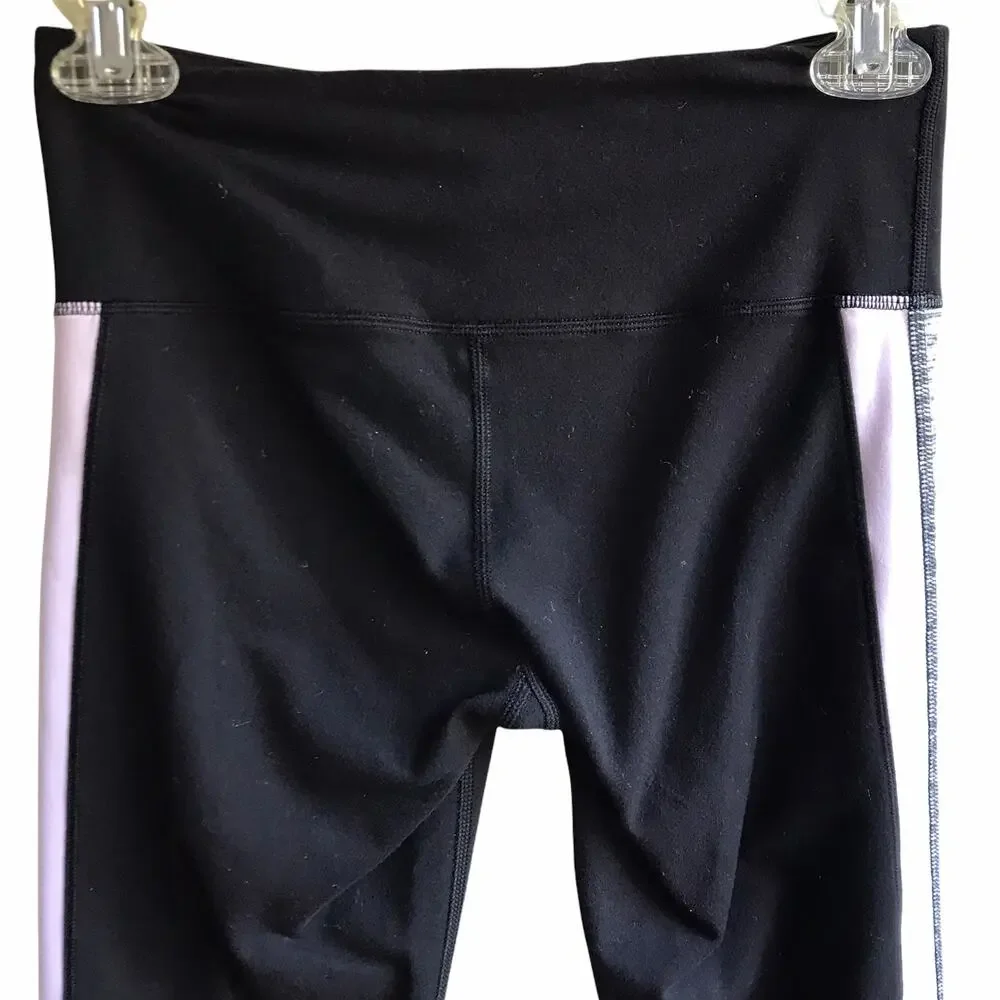 Ivivva Black Rhythmic Tights Leggings Size 12 G Pink Gray Space Dye Side Panels